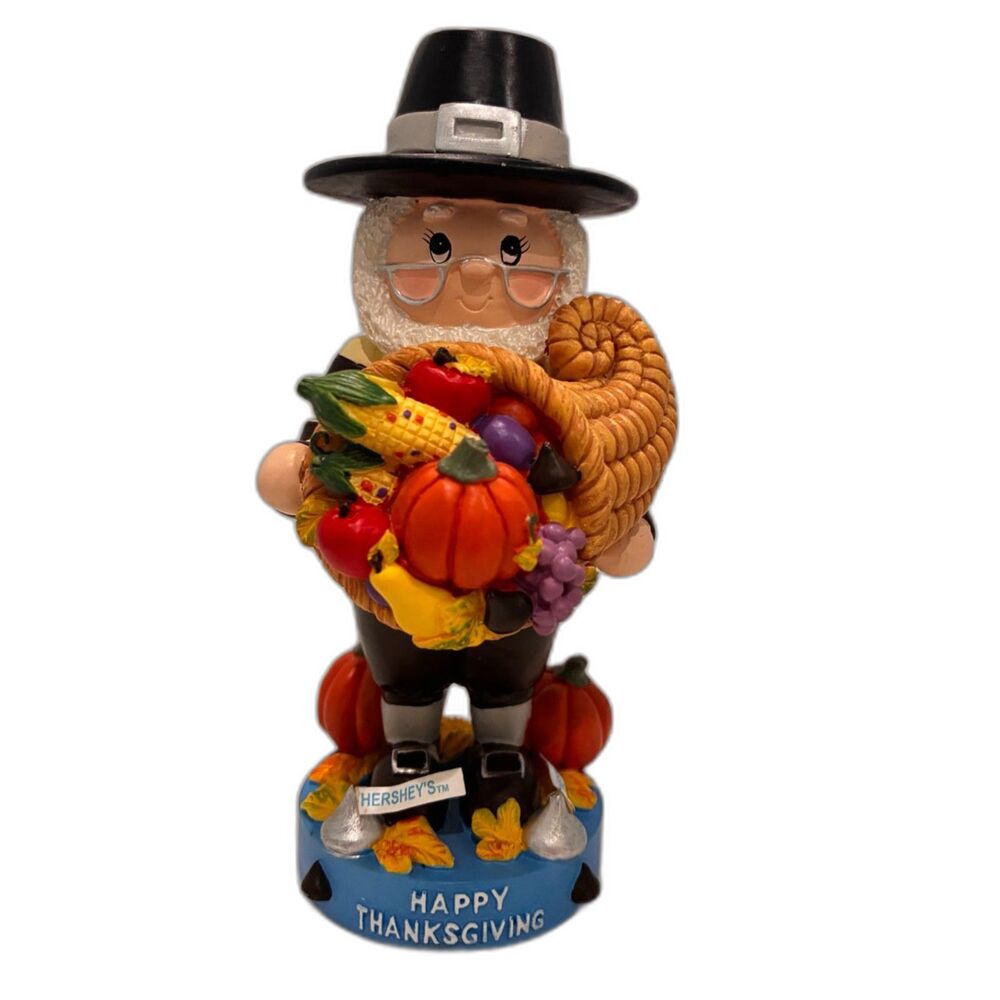 Vintage 2002 Hershey's Thanksgiving Pilgrim Figurine with Cornucopia